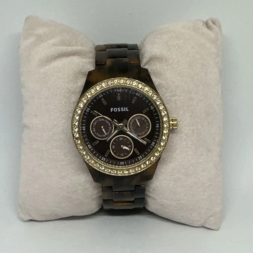 Fossil Stella ES2795 Women's Brown Resin Strap Analog Dial Quartz Watch HME370